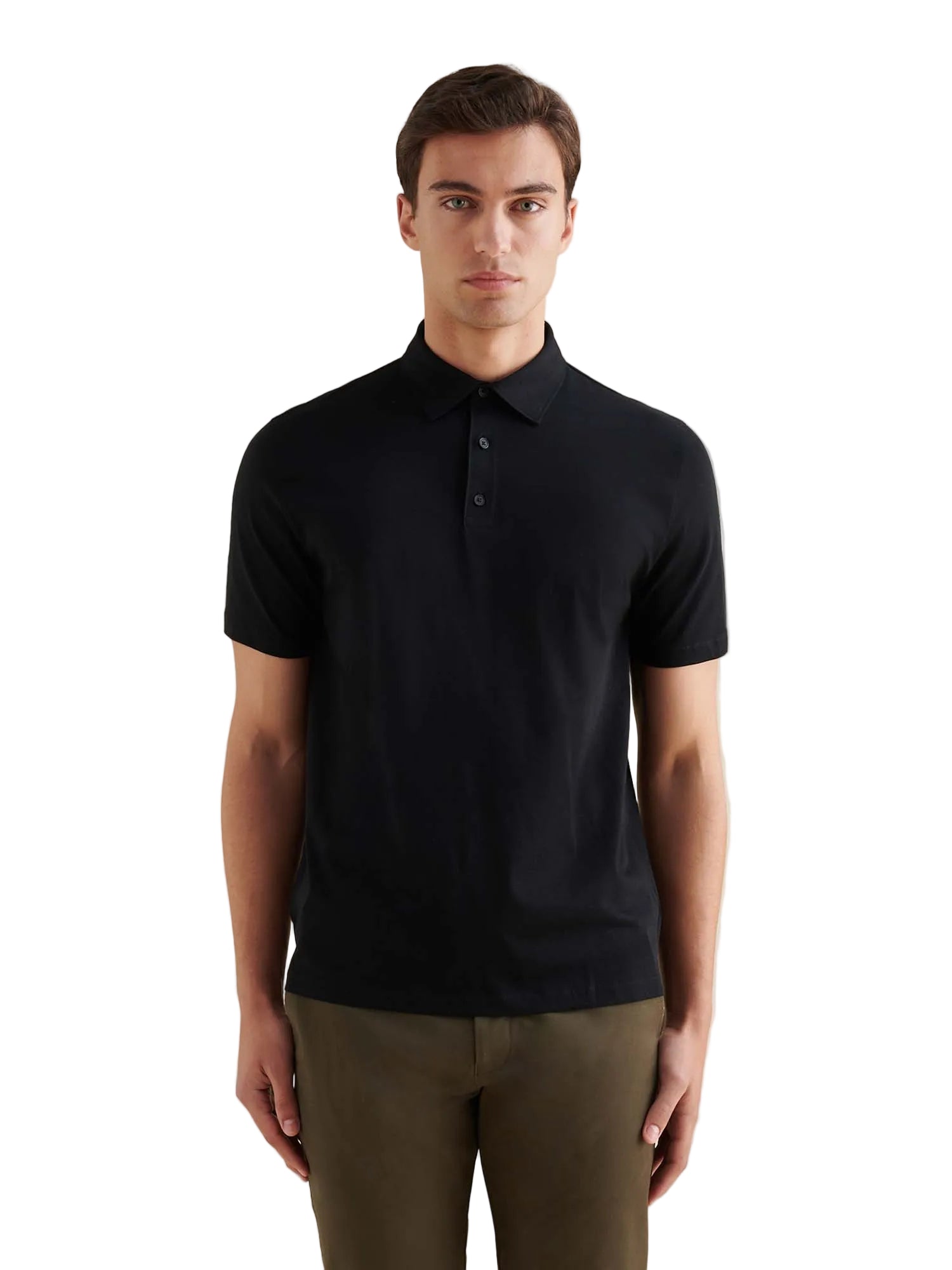 Peckham Rye Mercerised Cotton Black Polo Shirt
